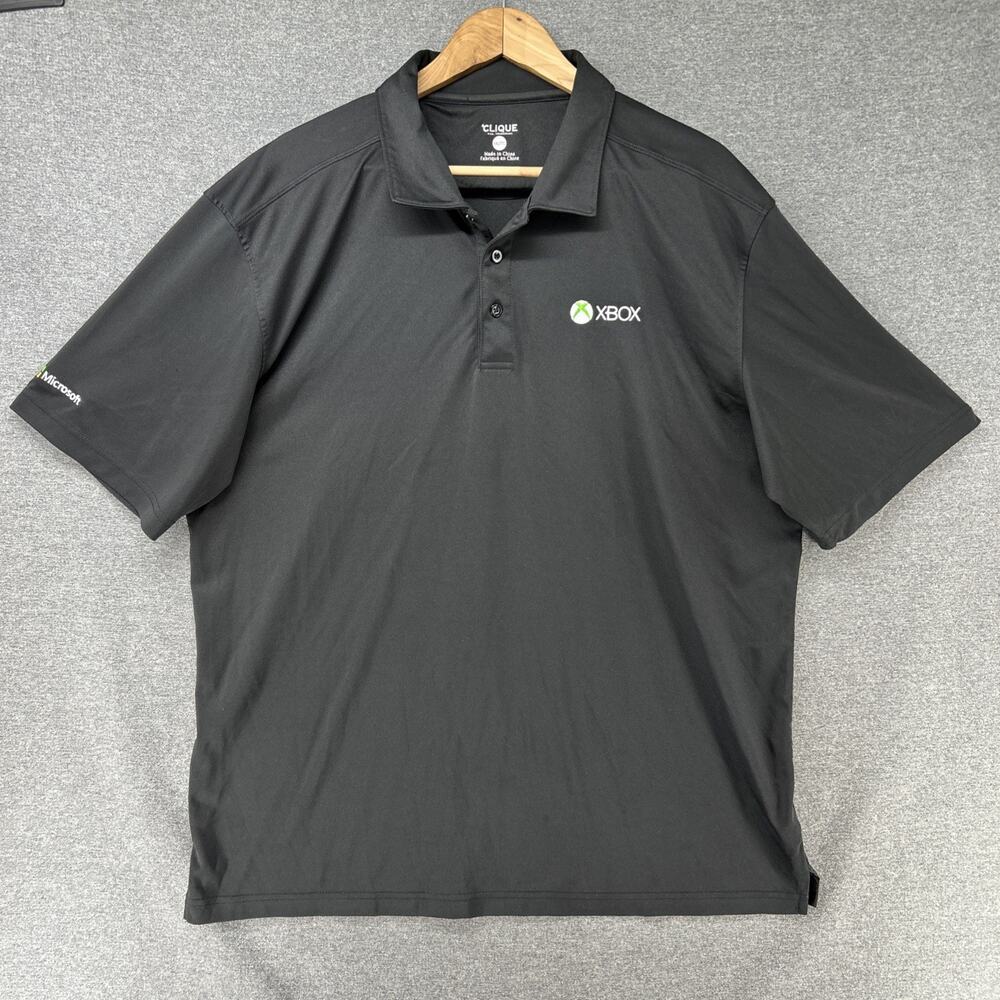 Clique Xbox Polo Work Golf Shirt Mens 2XL Black Embroidered Logo Short Sleeve